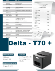 Delta T70 plus port Thermal Receipt Printer
